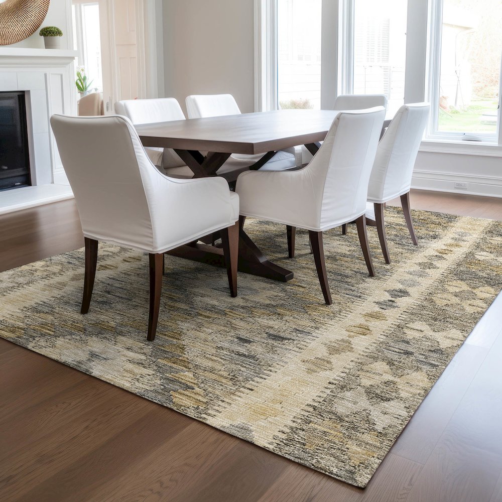 Luxury Washable Indoor/Outdoor Solace Beige 2'6" x 3'10" Rug. Picture 6