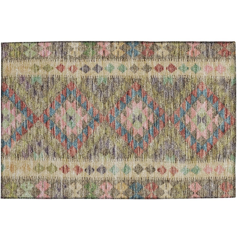 Luxury Washable Indoor/Outdoor Solace Green 1'8" x 2'6" Rug. Picture 1