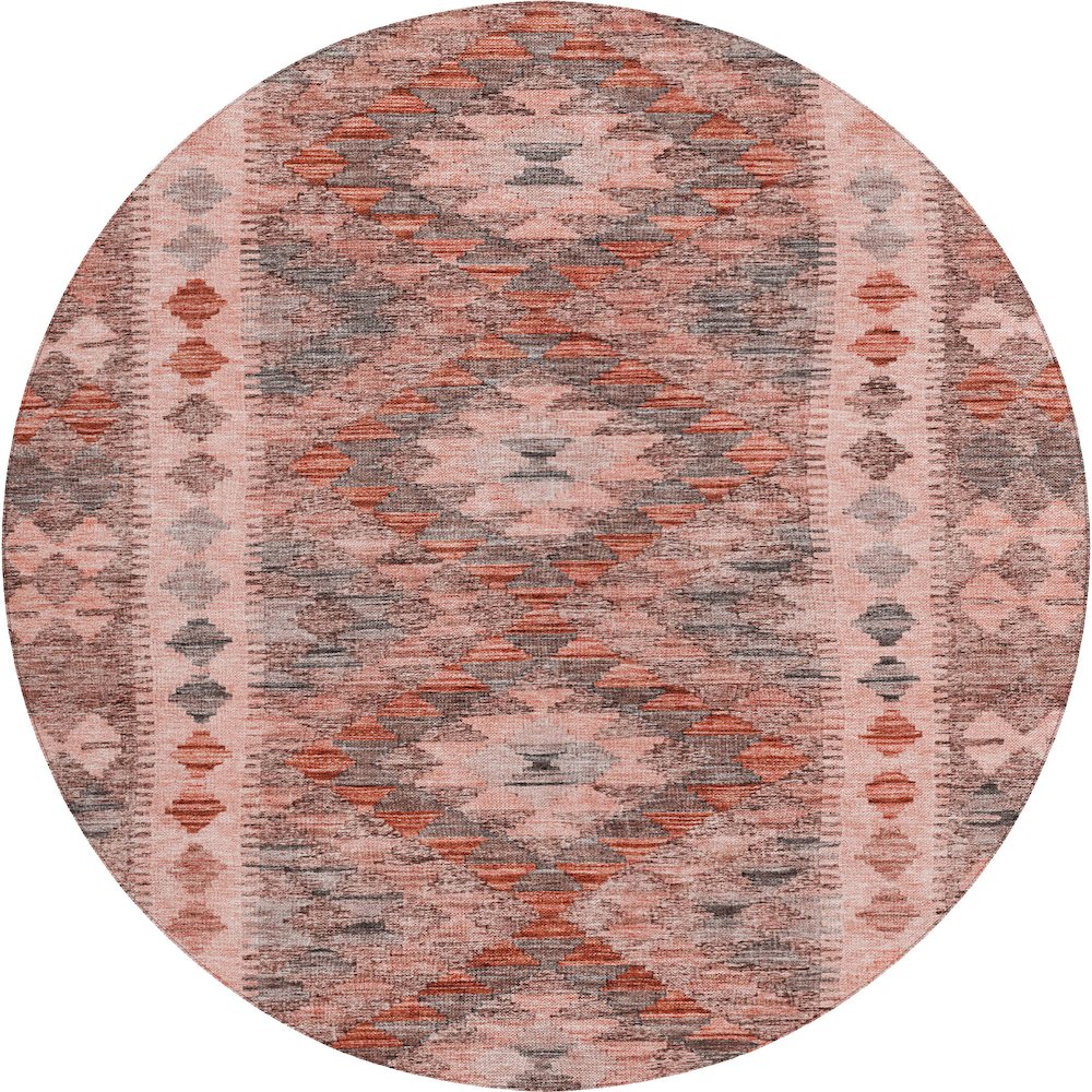 Luxury Washable Indoor/Outdoor Solace Terracotta 8' x 8' Round Rug. Picture 1