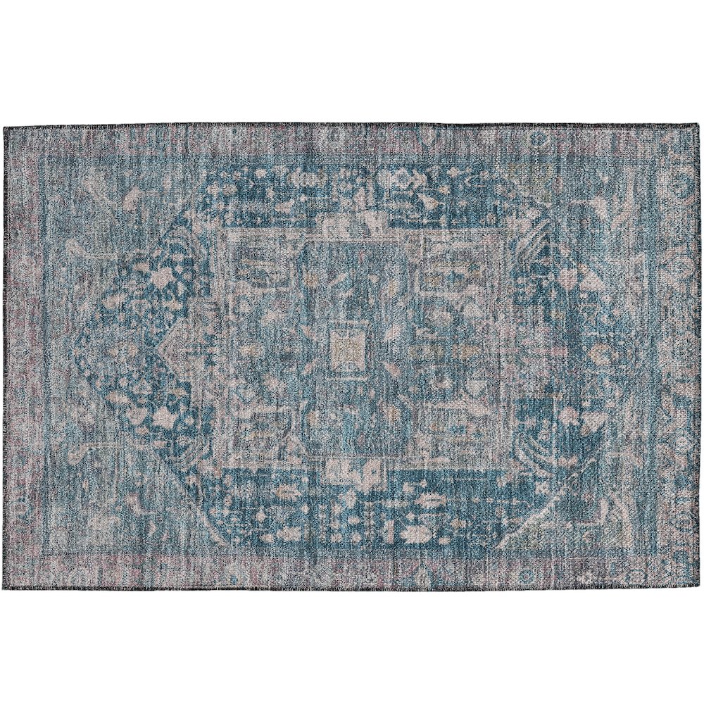 Luxury Washable Indoor/Outdoor Solace Blue 1'8" x 2'6" Rug. Picture 1
