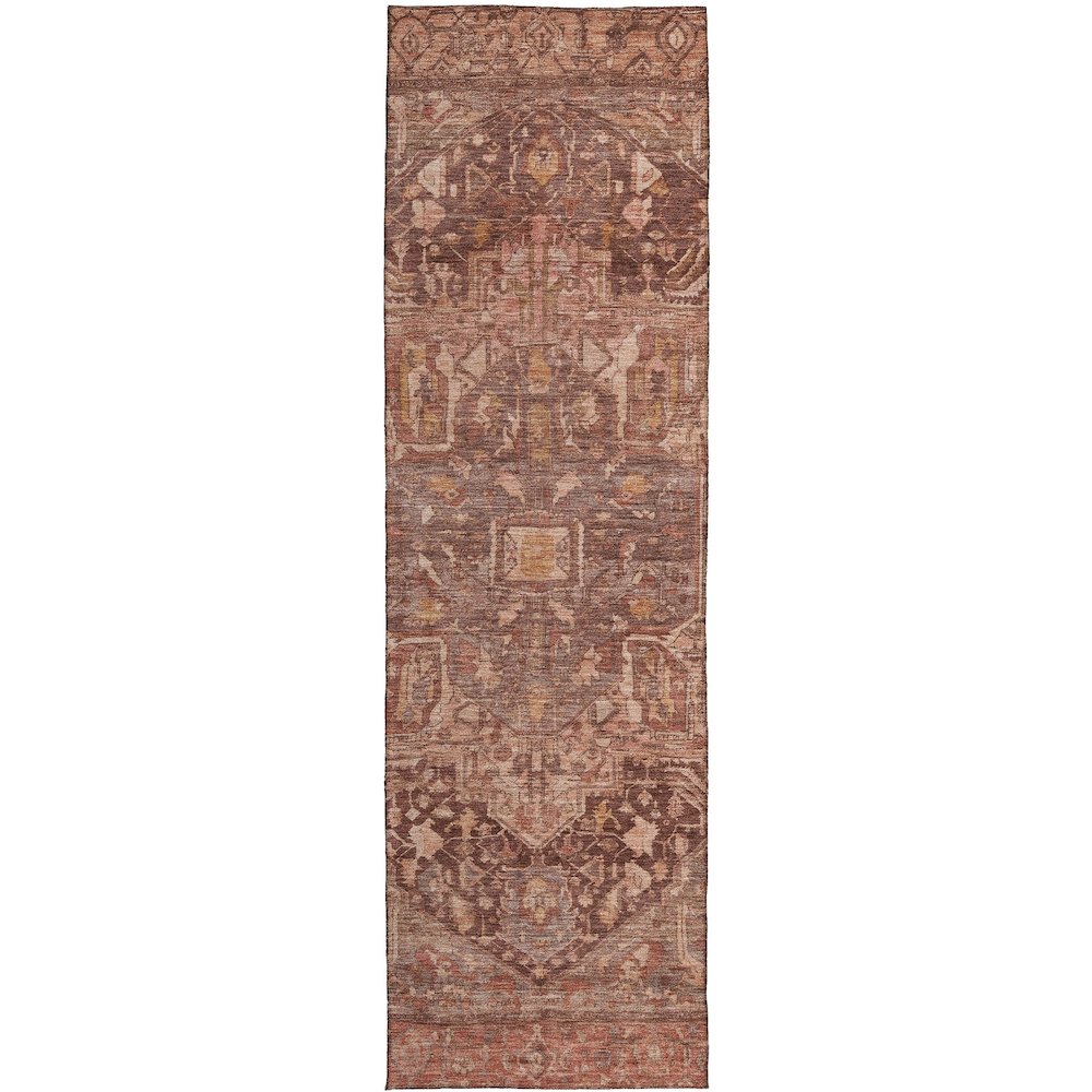 Luxury Washable Indoor/Outdoor Solace Burgundy 2'3" x 7'6" Runner Rug. Picture 1