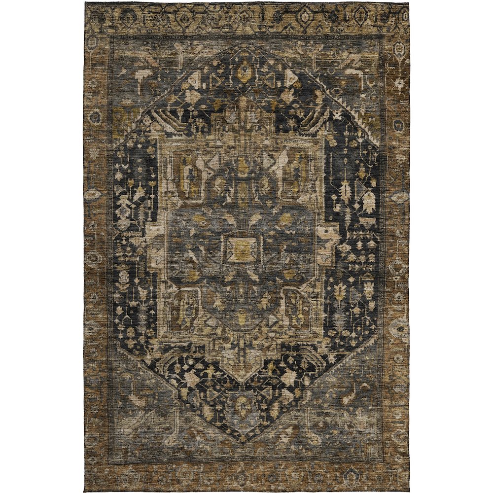 Luxury Washable Indoor/Outdoor Solace Charcoal 2'6" x 3'10" Rug. Picture 1