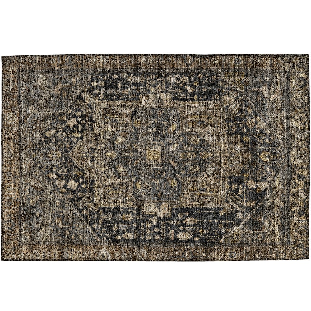 Luxury Washable Indoor/Outdoor Solace Charcoal 1'8" x 2'6" Rug. Picture 1