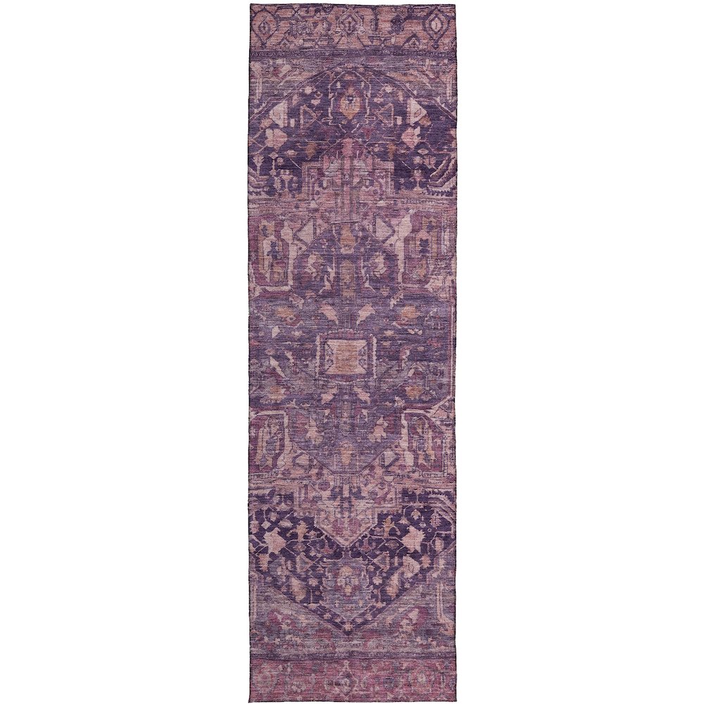 Luxury Washable Indoor/Outdoor Solace Eggplant 2'3" x 7'6" Runner Rug. Picture 1