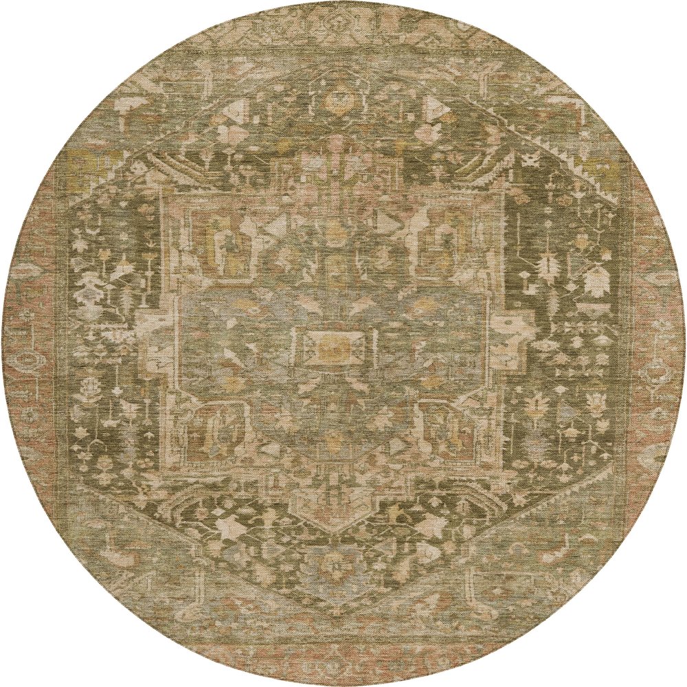 Luxury Washable Indoor/Outdoor Solace Fern 8' x 8' Round Rug. Picture 1