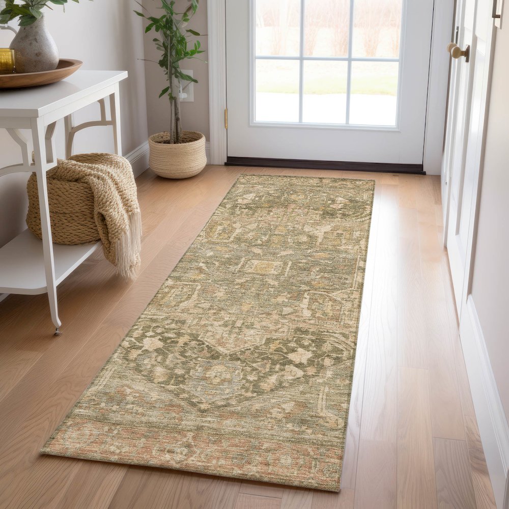 Luxury Washable Indoor/Outdoor Solace Fern 2'3" x 7'6" Runner Rug. Picture 5