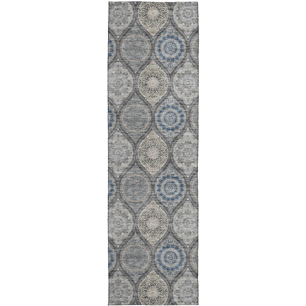 Luxury Washable Indoor/Outdoor Solace Gray 2'3" x 7'6" Runner Rug. Picture 1
