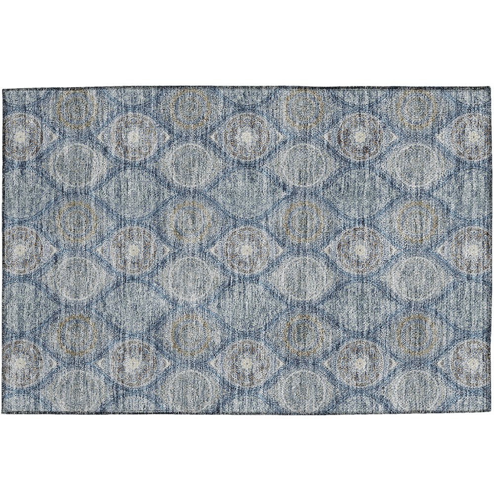 Luxury Washable Indoor/Outdoor Solace Navy 1'8" x 2'6" Rug. Picture 1