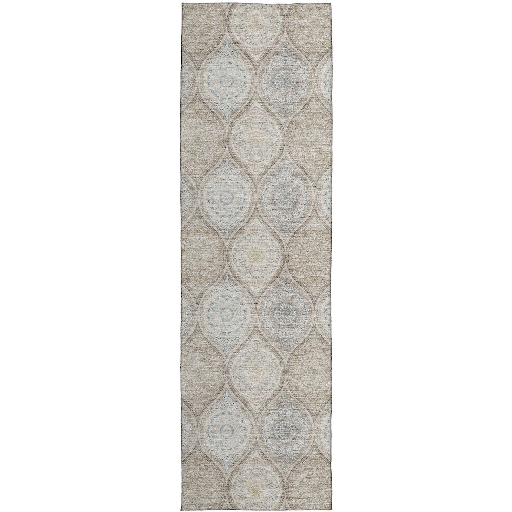 Luxury Washable Indoor/Outdoor Solace Taupe 2'3" x 7'6" Runner Rug. Picture 1