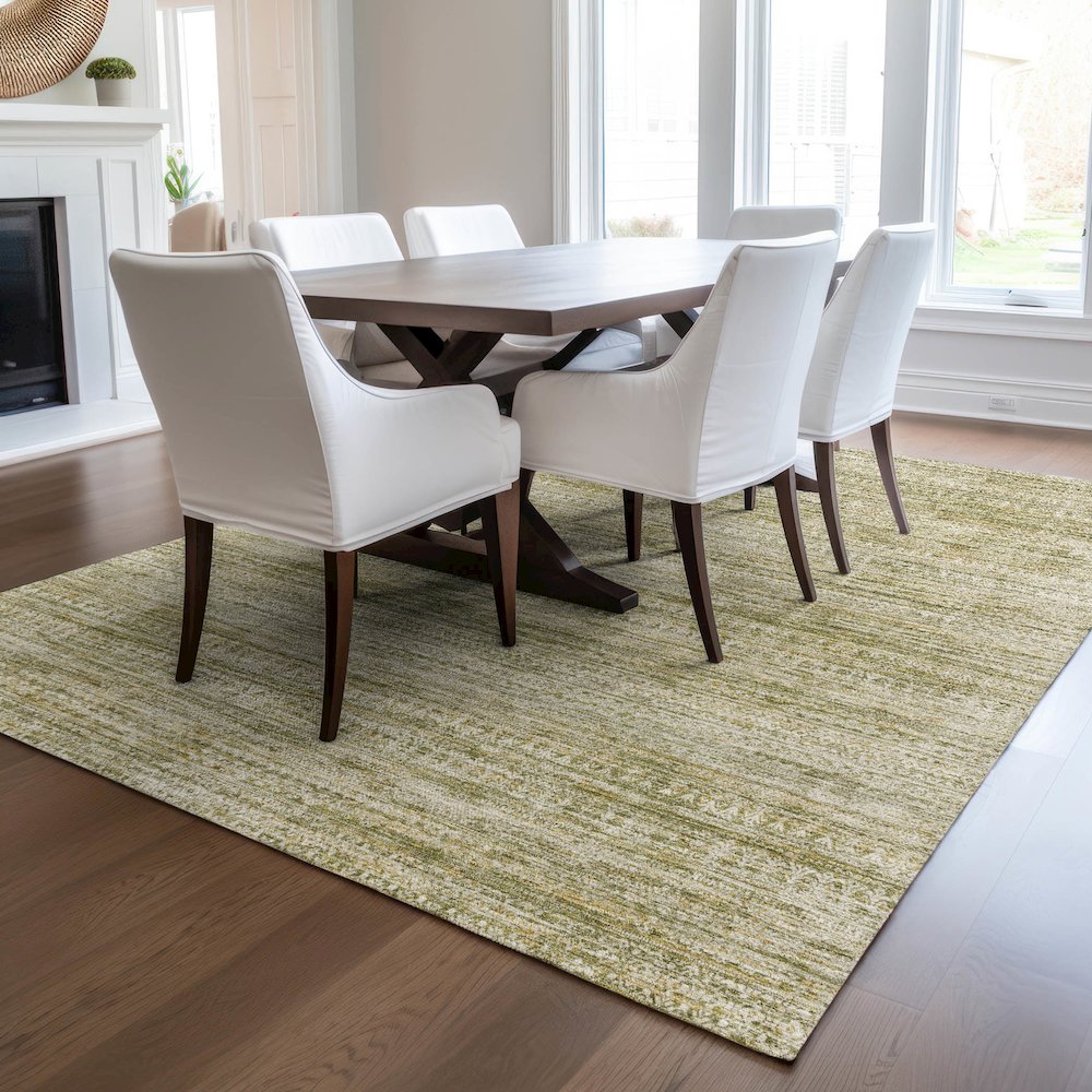 Luxury Washable Indoor/Outdoor Solace Aloe 2'6" x 3'10" Rug. Picture 6