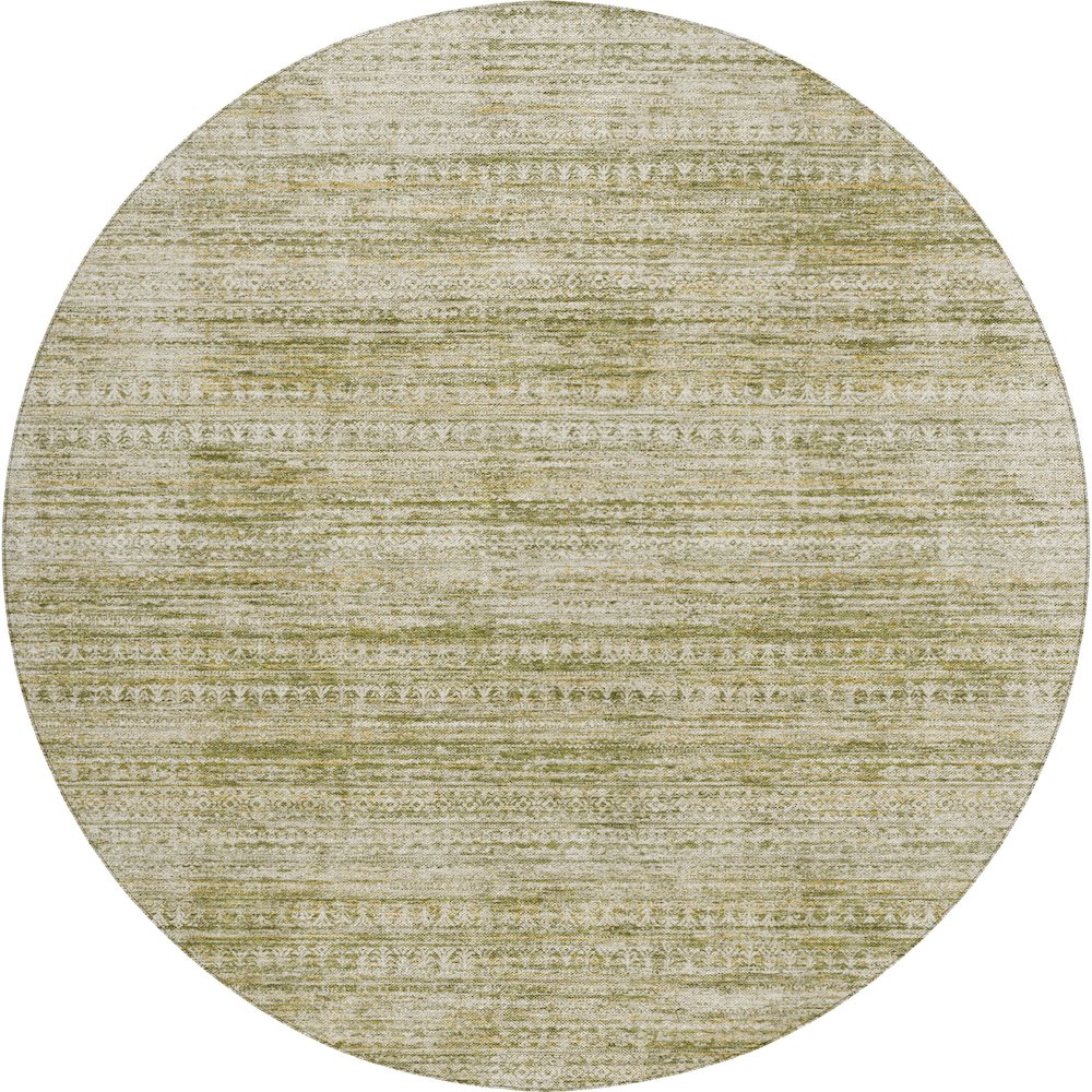 Luxury Washable Indoor/Outdoor Solace Aloe 8' x 8' Round Rug. Picture 1