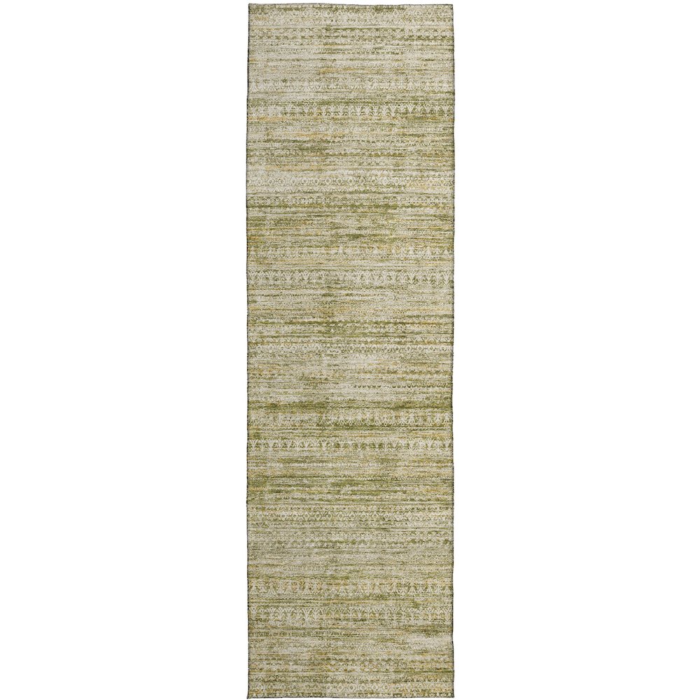 Luxury Washable Indoor/Outdoor Solace Aloe 2'3" x 7'6" Runner Rug. Picture 1
