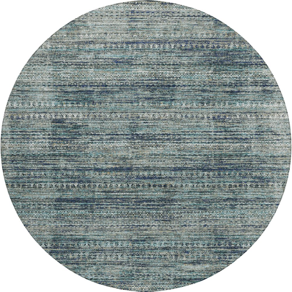 Luxury Washable Indoor/Outdoor Solace Teal 8' x 8' Round Rug. Picture 1