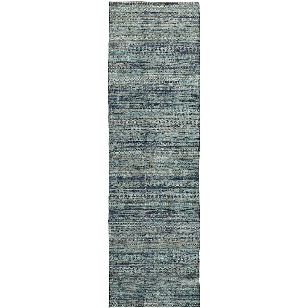 Luxury Washable Indoor/Outdoor Solace Teal 2'3" x 7'6" Runner Rug. Picture 1