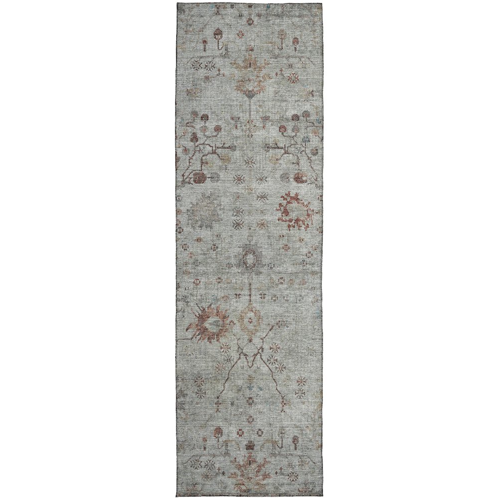 Luxury Washable Indoor/Outdoor Solace Gray 2'3" x 7'6" Runner Rug. Picture 1
