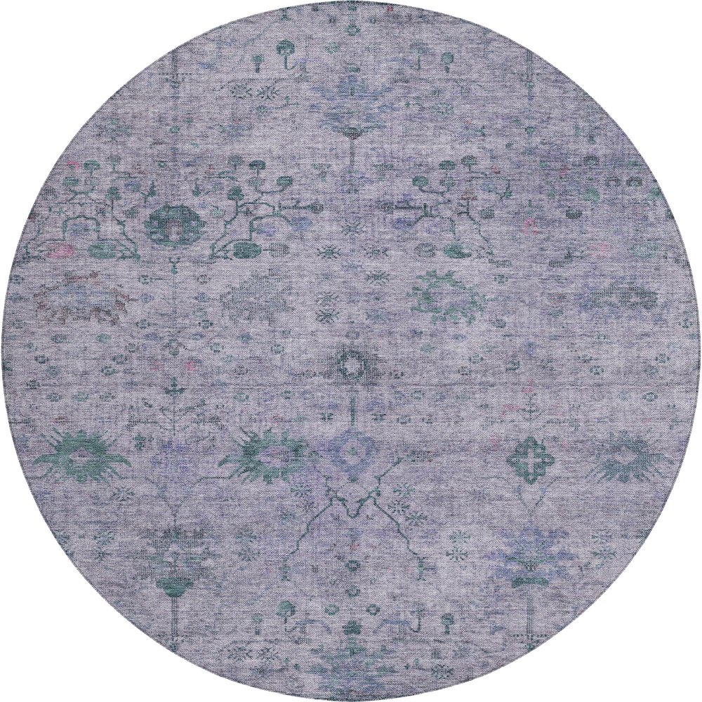 Luxury Washable Indoor/Outdoor Solace Lavender 8' x 8' Round Rug. Picture 1