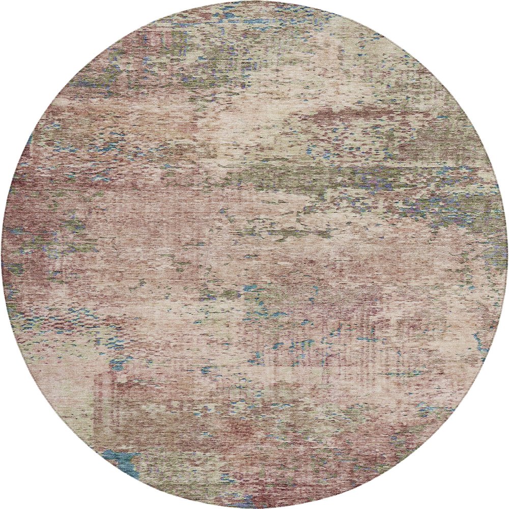 Luxury Washable Indoor/Outdoor Solace Blush 8' x 8' Round Rug. Picture 1