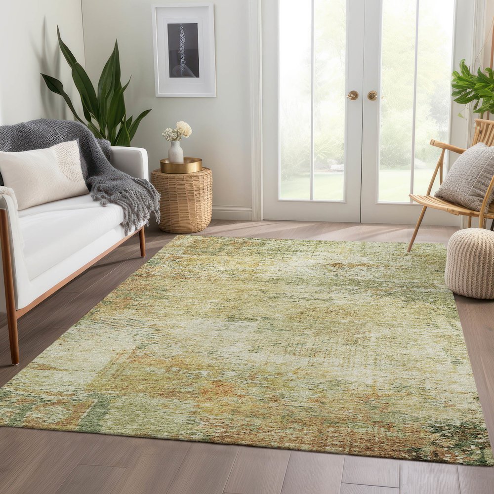 Luxury Washable Indoor/Outdoor Solace Fern 2'6" x 3'10" Rug. Picture 5