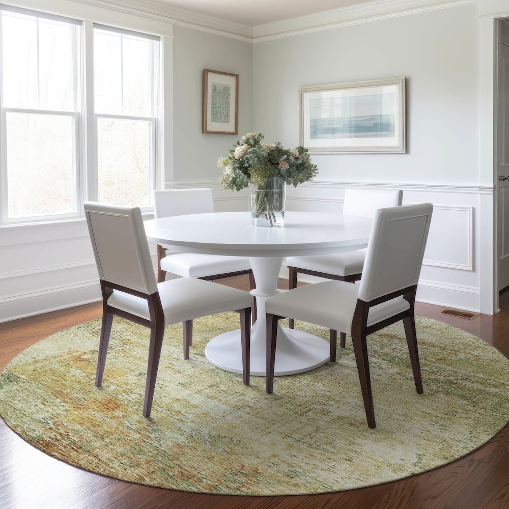 Luxury Washable Indoor/Outdoor Solace Fern 8' x 8' Round Rug. Picture 5