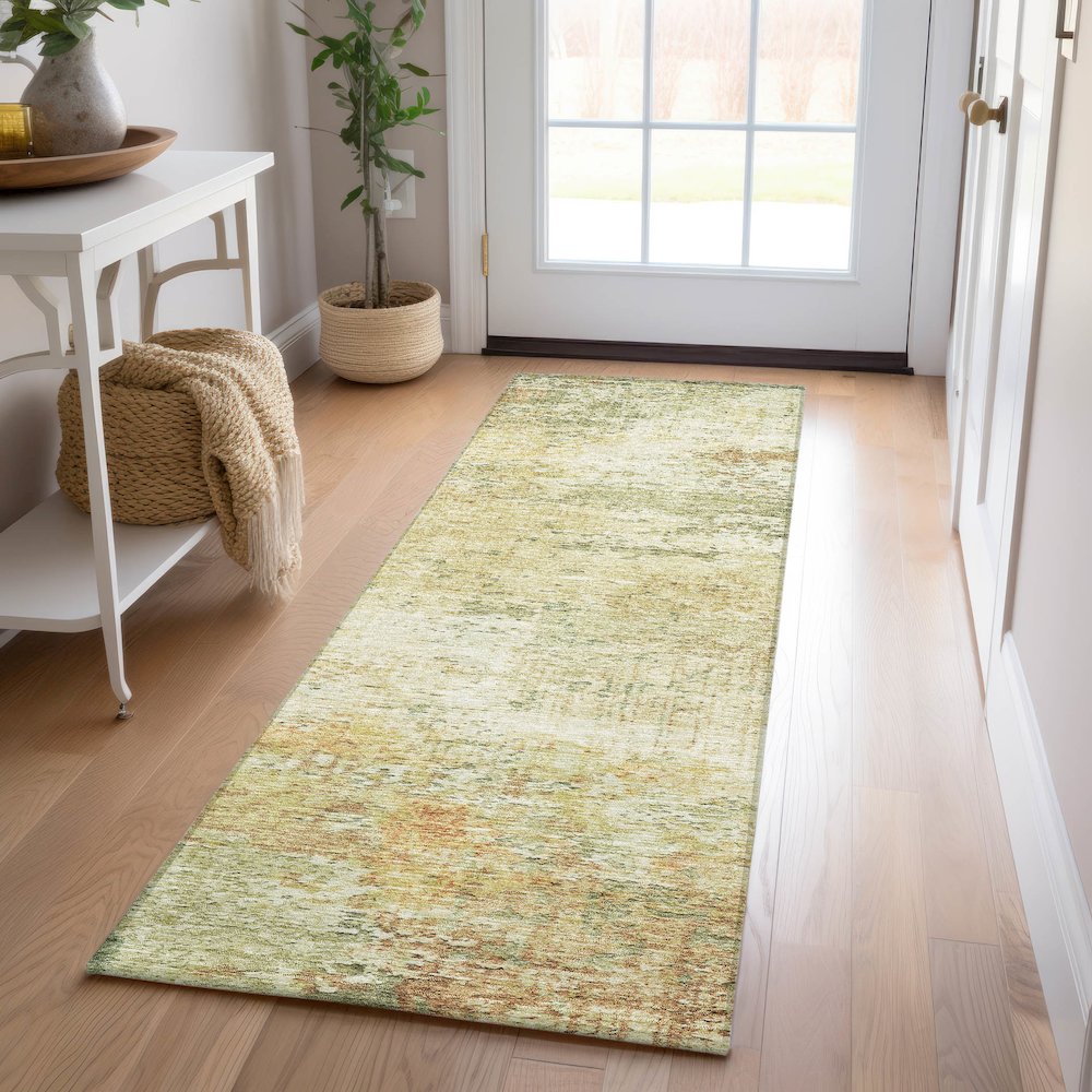 Luxury Washable Indoor/Outdoor Solace Fern 2'3" x 7'6" Runner Rug. Picture 5