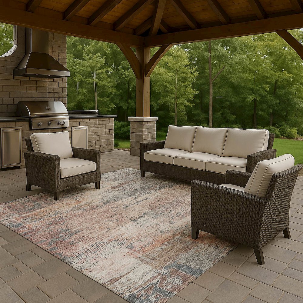 Luxury Washable Indoor/Outdoor Solace Gray 2'6" x 3'10" Rug. Picture 7
