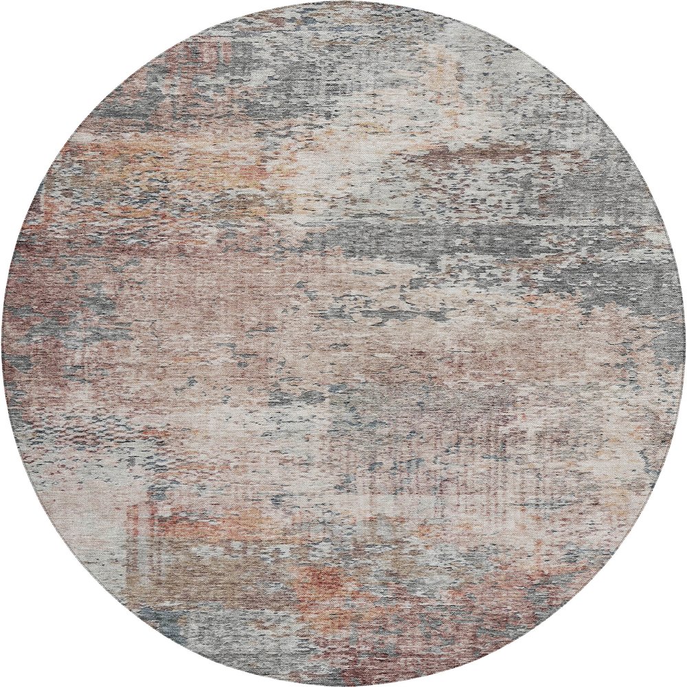 Luxury Washable Indoor/Outdoor Solace Gray 8' x 8' Round Rug. Picture 1
