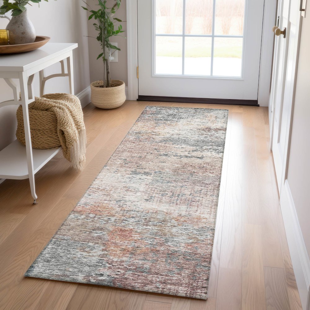 Luxury Washable Indoor/Outdoor Solace Gray 2'3" x 7'6" Runner Rug. Picture 5