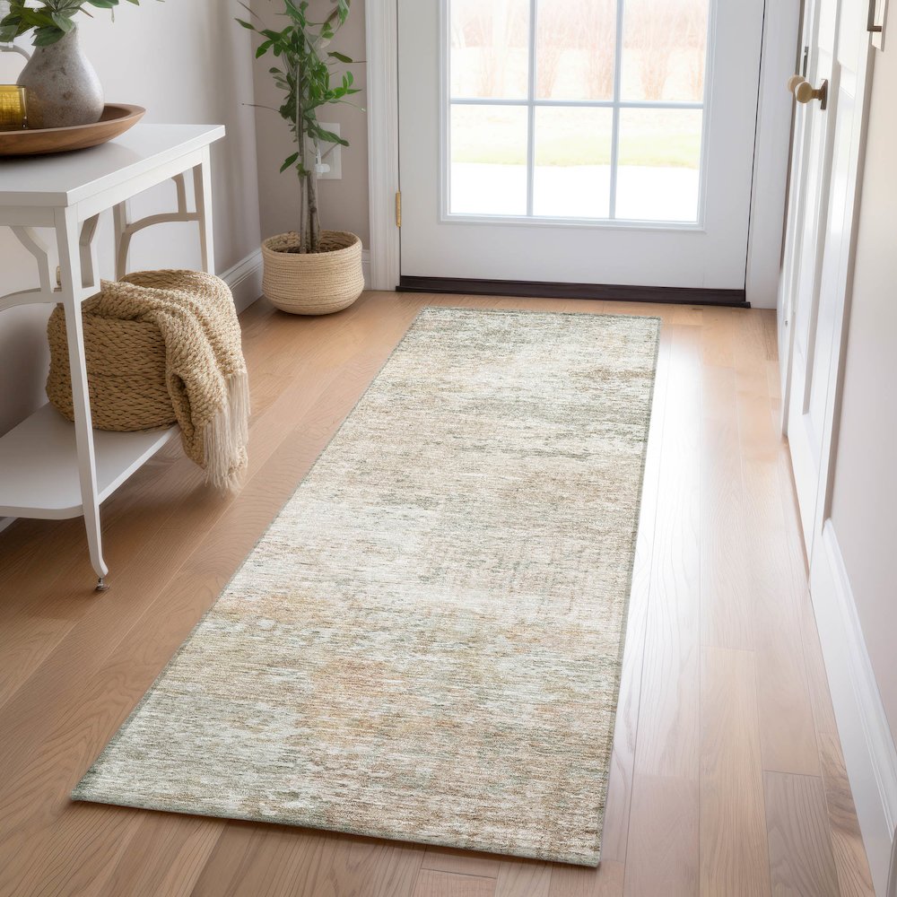 Luxury Washable Indoor/Outdoor Solace Linen 2'3" x 7'6" Runner Rug. Picture 5