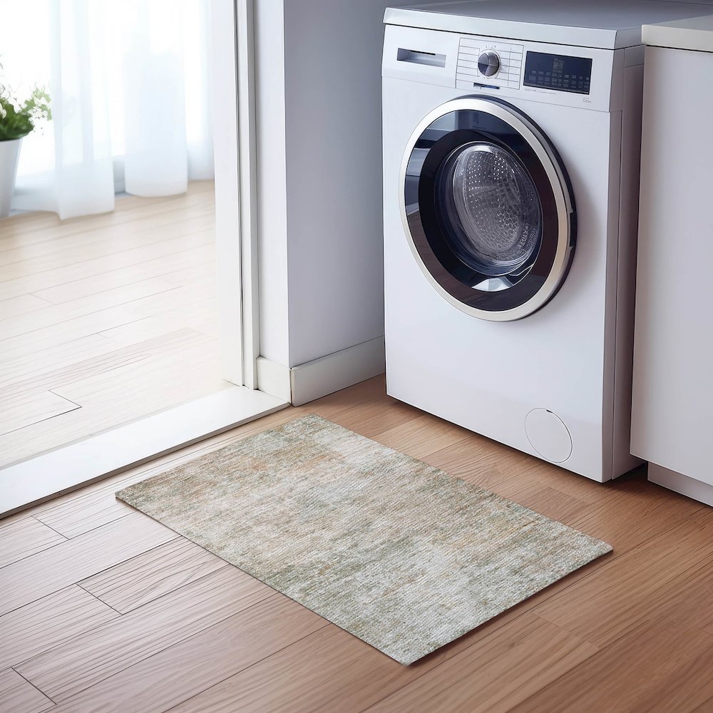 Luxury Washable Indoor/Outdoor Solace Linen 1'8" x 2'6" Rug. Picture 5