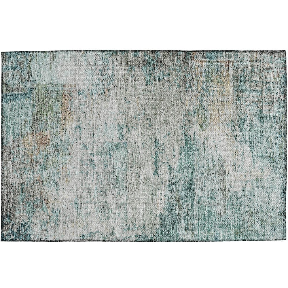 Luxury Washable Indoor/Outdoor Solace Teal 1'8" x 2'6" Rug. Picture 1