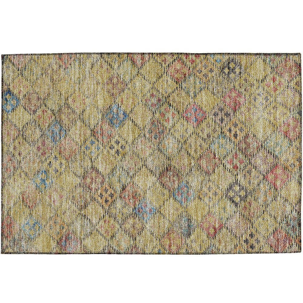 Luxury Washable Indoor/Outdoor Solace Gold 1'8" x 2'6" Rug. Picture 1