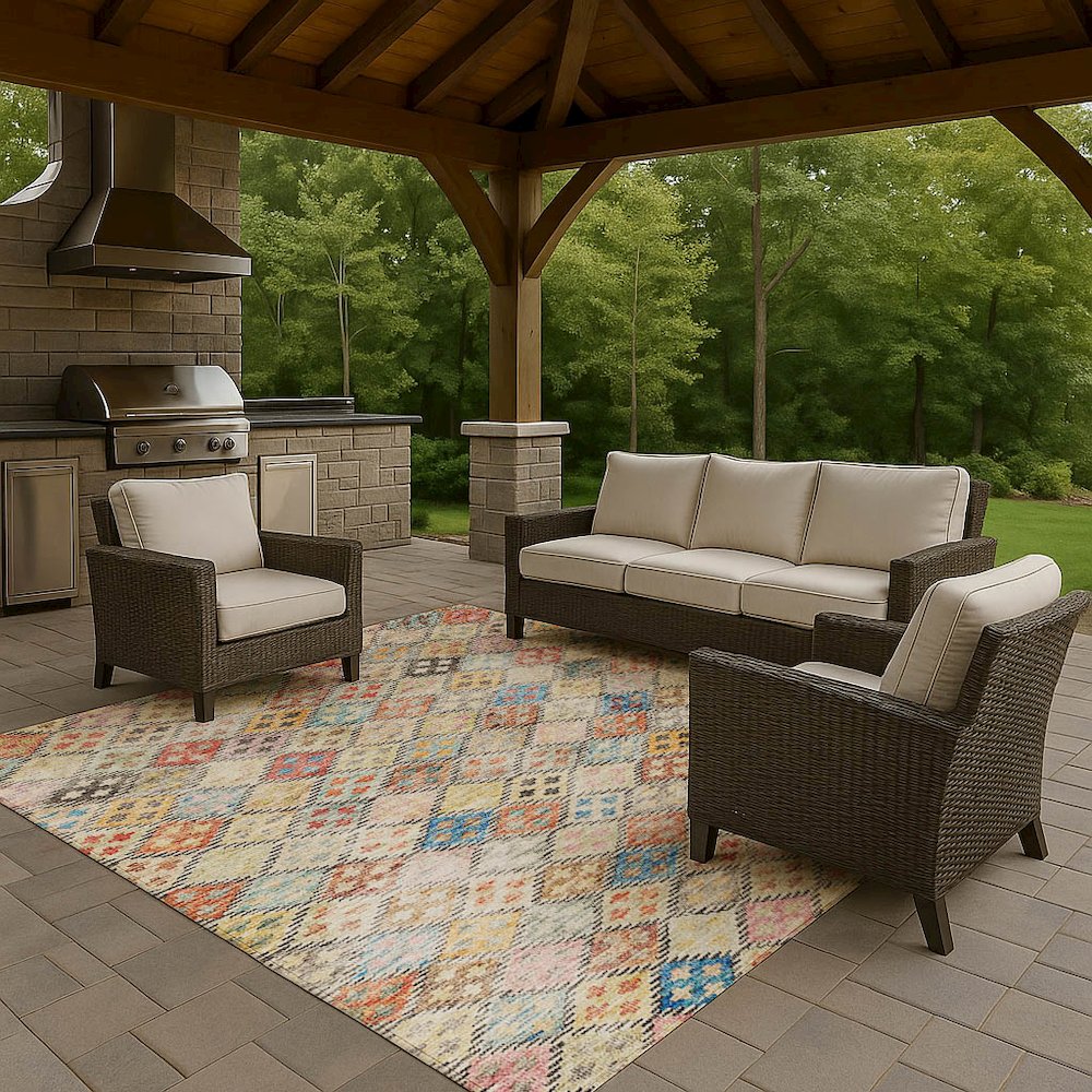 Luxury Washable Indoor/Outdoor Solace Paprika 2'6" x 3'10" Rug. Picture 7