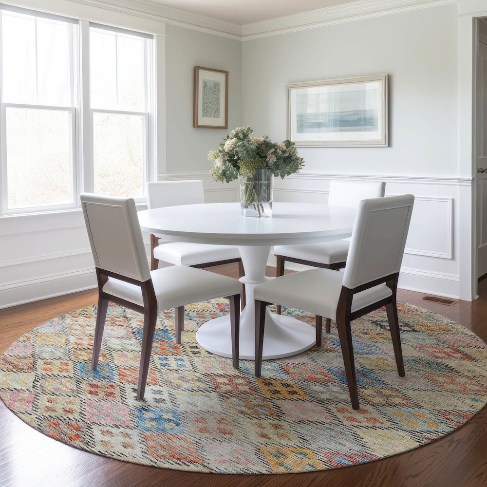 Luxury Washable Indoor/Outdoor Solace Paprika 8' x 8' Round Rug. Picture 5
