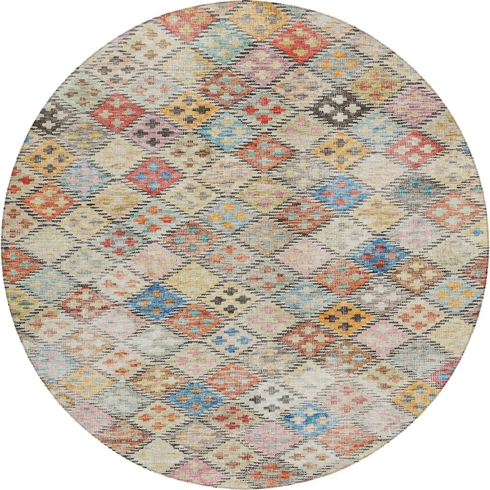 Luxury Washable Indoor/Outdoor Solace Paprika 8' x 8' Round Rug. Picture 1