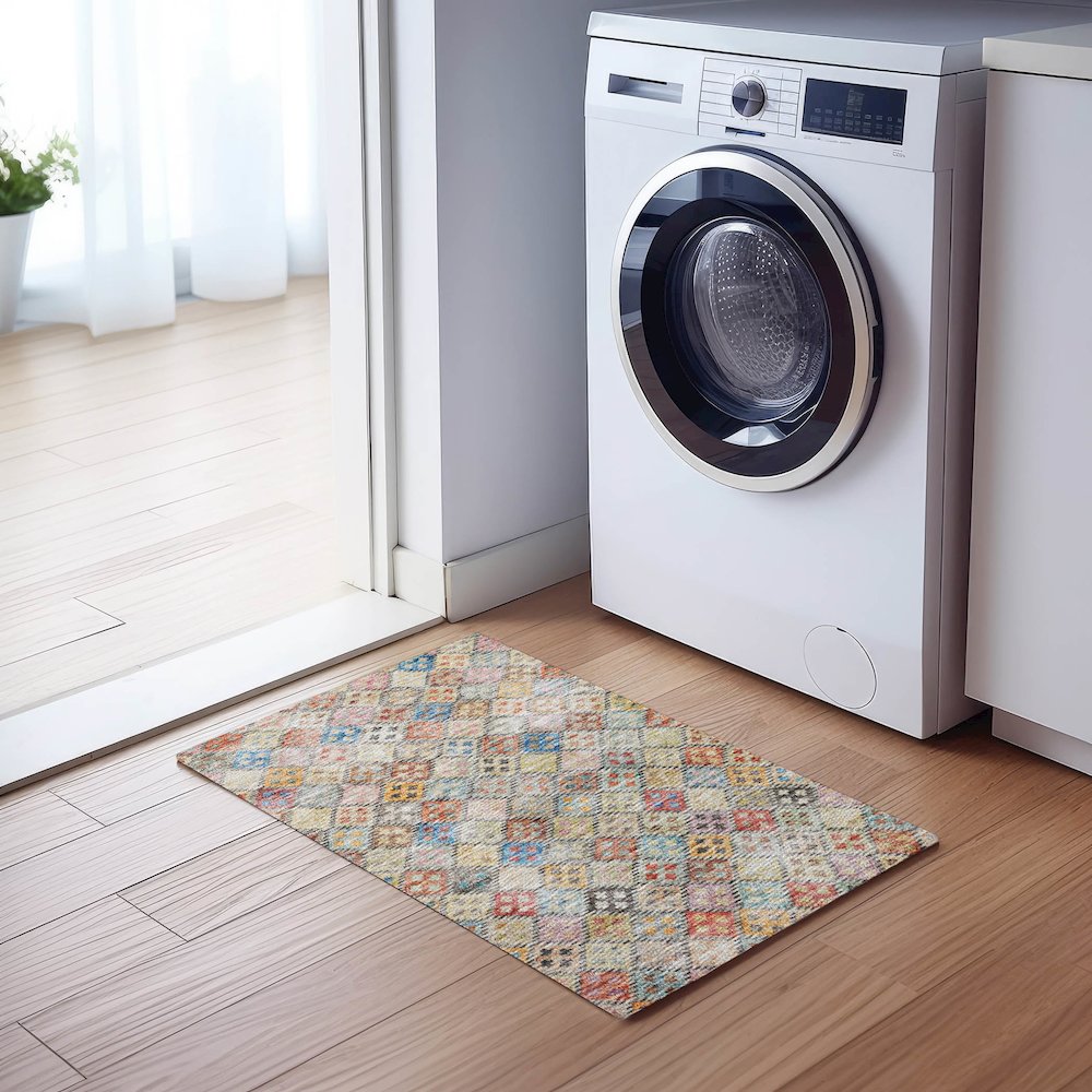 Luxury Washable Indoor/Outdoor Solace Paprika 1'8" x 2'6" Rug. Picture 5