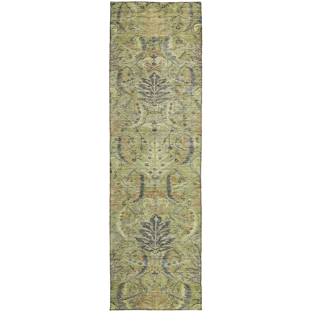 Luxury Washable Indoor/Outdoor Solace Aloe 2'3" x 7'6" Runner Rug. Picture 1