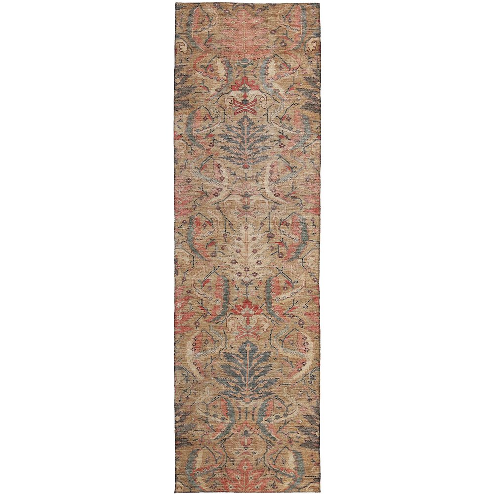 Luxury Washable Indoor/Outdoor Solace Tan 2'3" x 7'6" Runner Rug. Picture 1