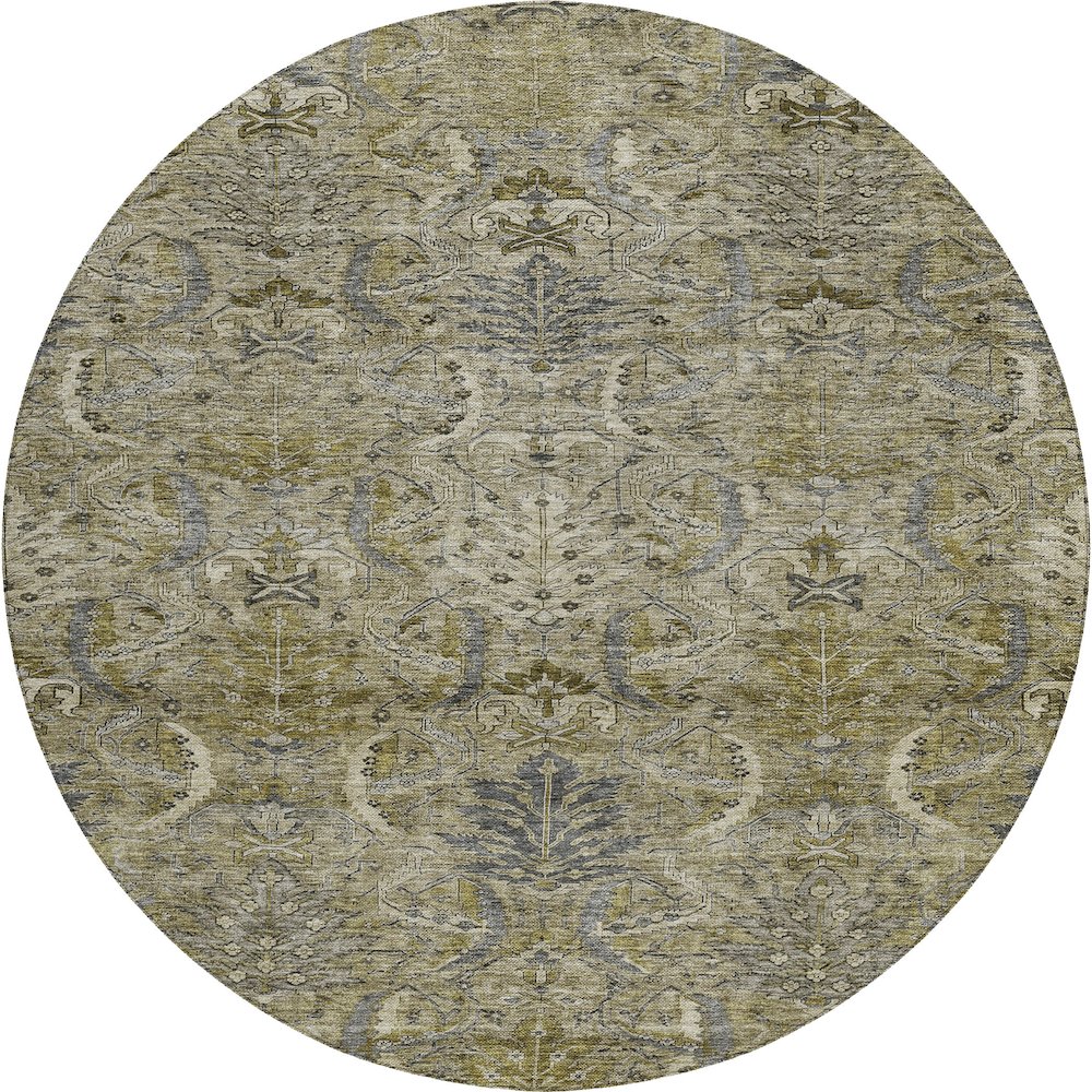 Luxury Washable Indoor/Outdoor Solace Taupe 8' x 8' Round Rug. Picture 1