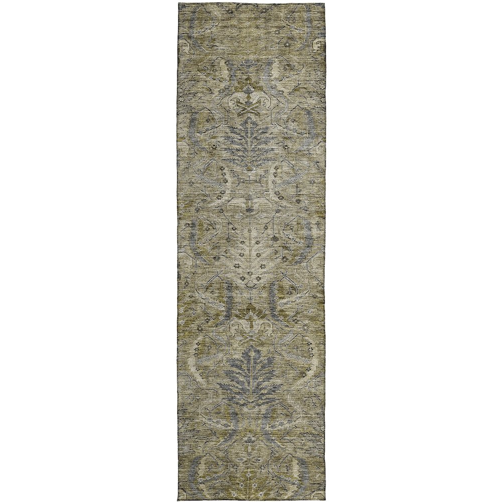 Luxury Washable Indoor/Outdoor Solace Taupe 2'3" x 7'6" Runner Rug. Picture 1