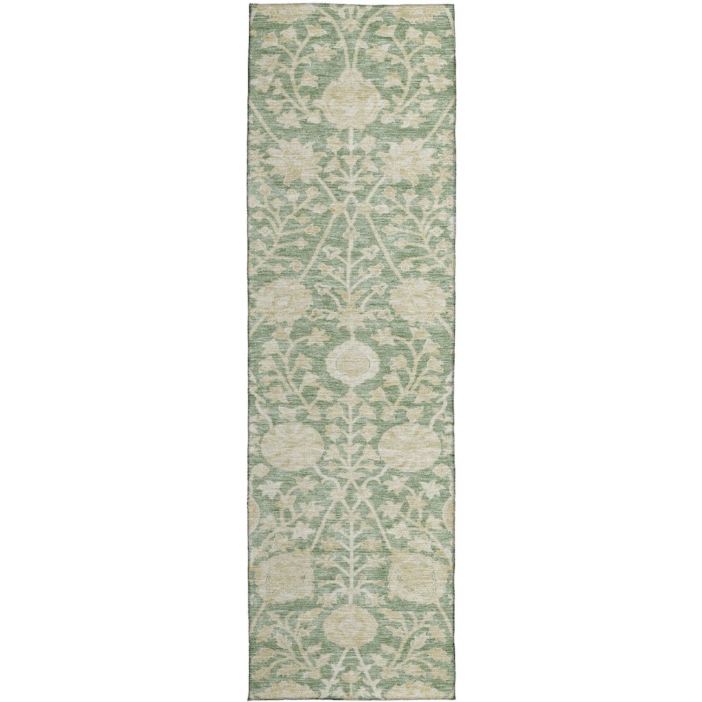 Luxury Washable Indoor/Outdoor Solace Aloe 2'3" x 7'6" Runner Rug. Picture 1