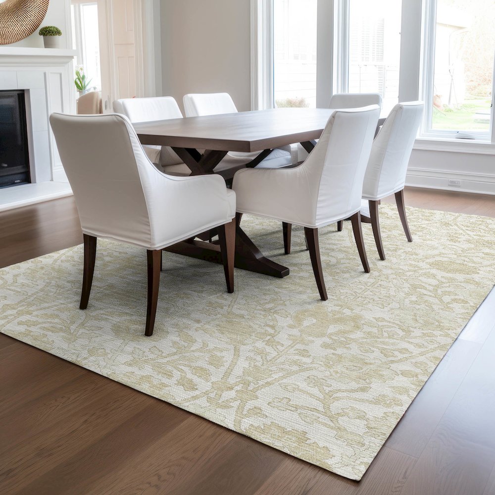 Luxury Washable Indoor/Outdoor Solace Ivory 2'6" x 3'10" Rug. Picture 6