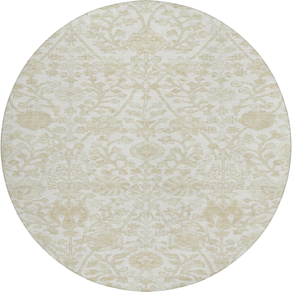Luxury Washable Indoor/Outdoor Solace Ivory 8' x 8' Round Rug. Picture 1