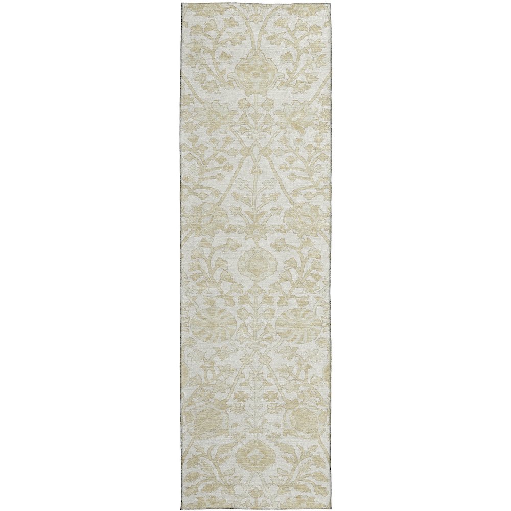 Luxury Washable Indoor/Outdoor Solace Ivory 2'3" x 7'6" Runner Rug. Picture 1