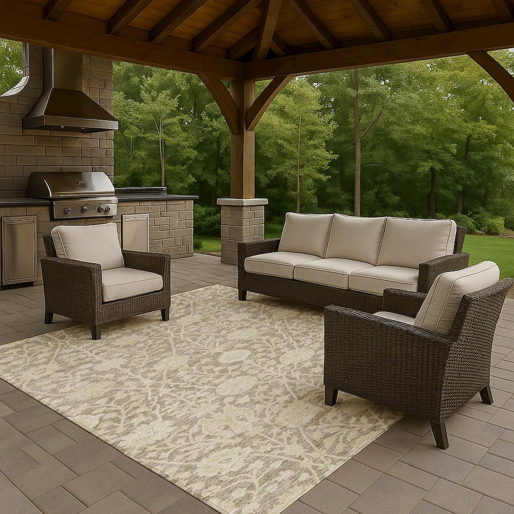 Luxury Washable Indoor/Outdoor Solace Mocha 2'6" x 3'10" Rug. Picture 7