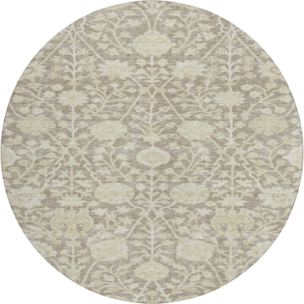 Luxury Washable Indoor/Outdoor Solace Mocha 8' x 8' Round Rug. Picture 1