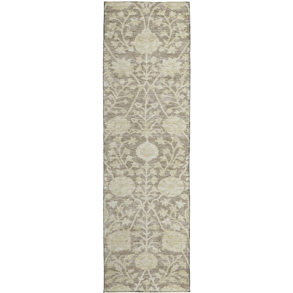 Luxury Washable Indoor/Outdoor Solace Mocha 2'3" x 7'6" Runner Rug. Picture 1