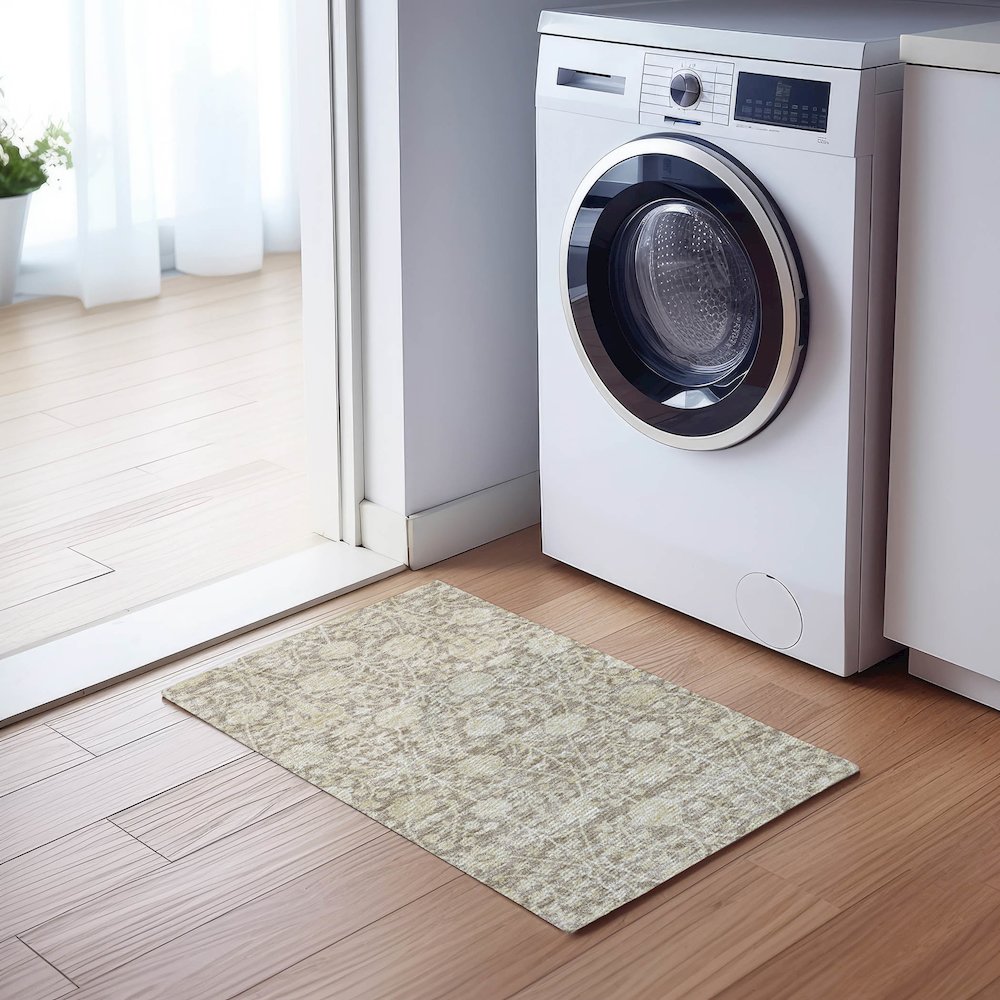 Luxury Washable Indoor/Outdoor Solace Mocha 1'8" x 2'6" Rug. Picture 5