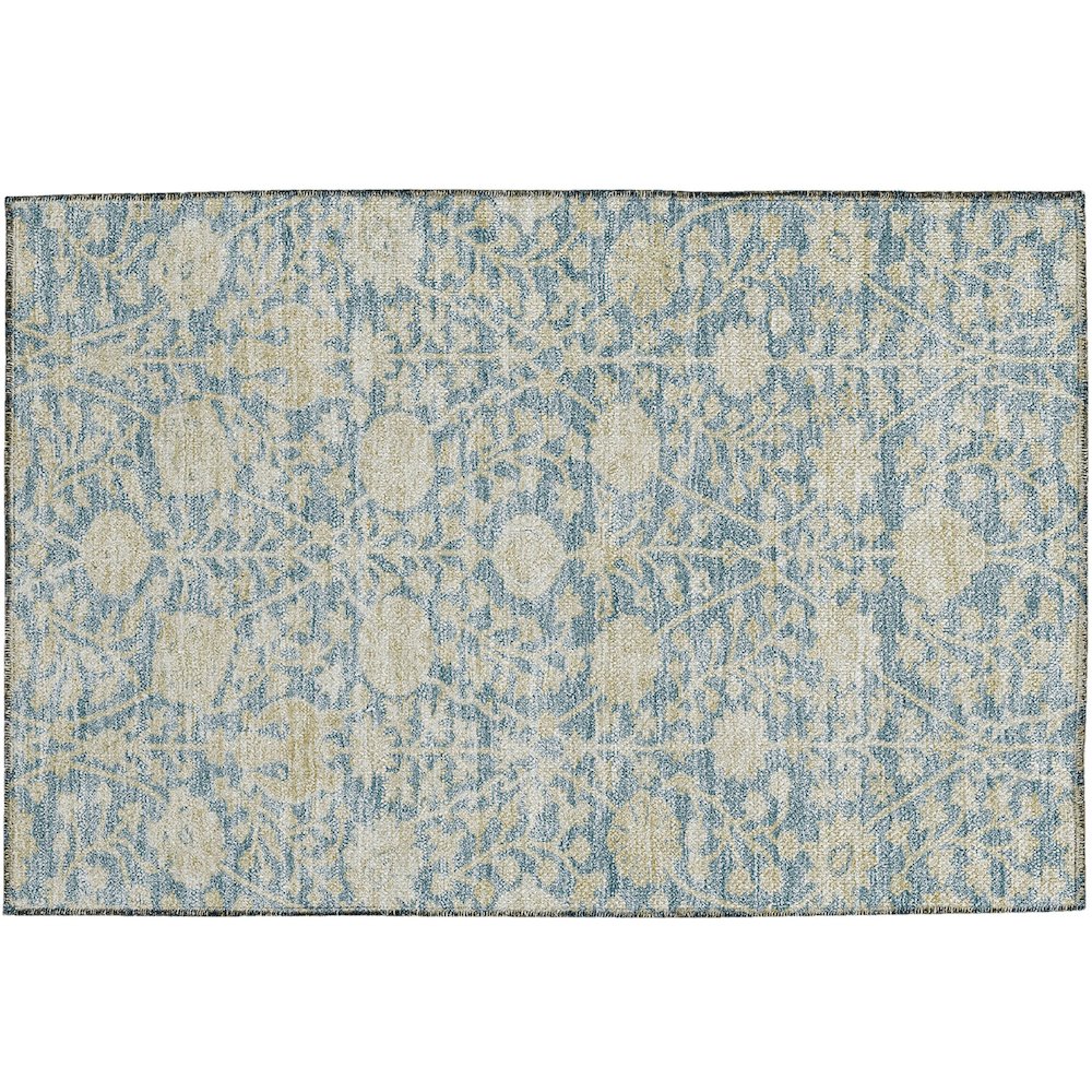 Luxury Washable Indoor/Outdoor Solace Sky 1'8" x 2'6" Rug. Picture 1