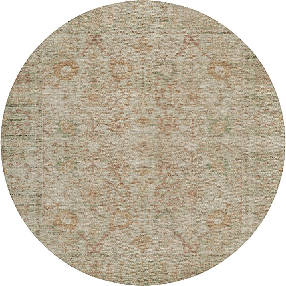 Luxury Washable Indoor/Outdoor Solace Beige 8' x 8' Round Rug. Picture 1