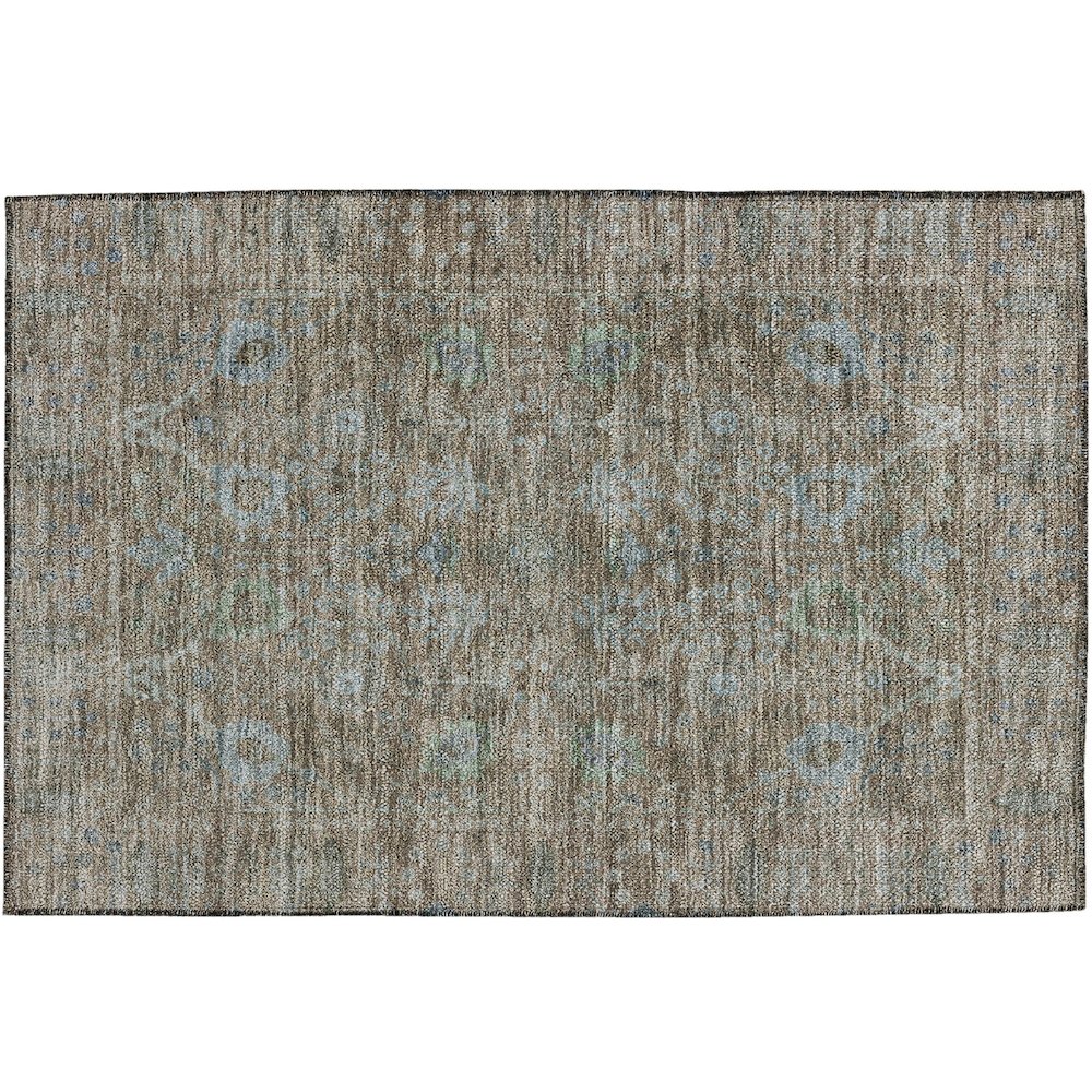 Luxury Washable Indoor/Outdoor Solace Brown 1'8" x 2'6" Rug. Picture 1